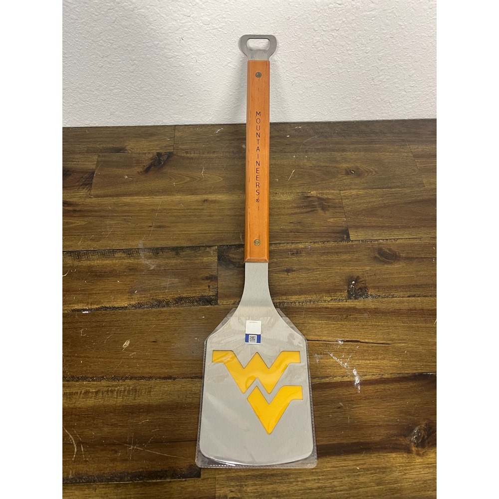 The Sportula West Virginia Mountaineers WVU BBQ Spatula Stainless Steel Wood